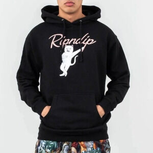 New Ripndip Relax Nerm Graphic print hoodie Unisex Large black White
